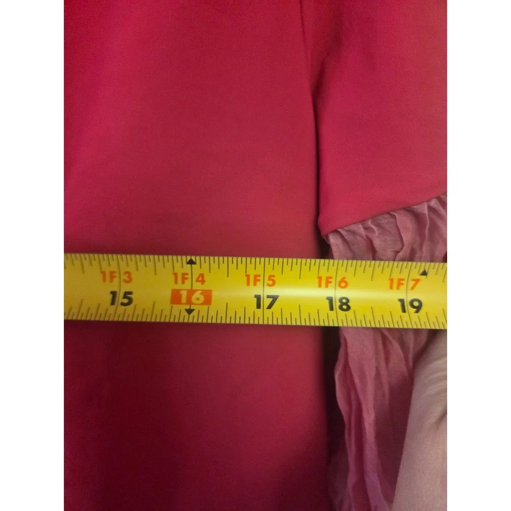 Chiara‎ Boni La Petite Robe Hot Pink Shift Dress Sheer Floral Sleeve - Picture 7 of 8